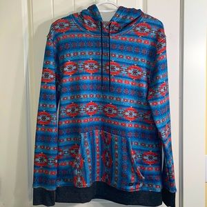 Departwest Cozy Aztec Hooded Sweatshirt, size small